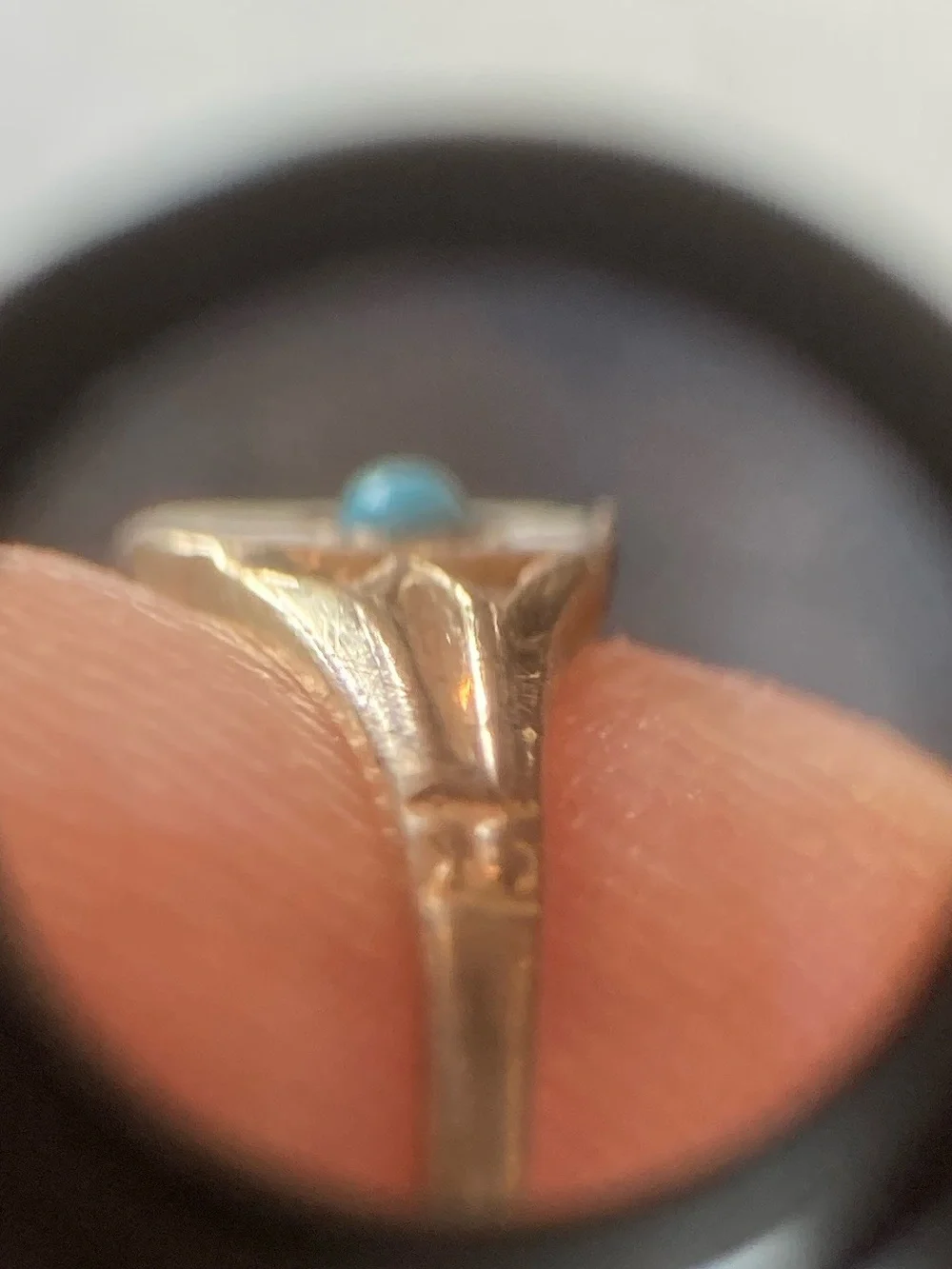 Antique Victorian Turquoise Gold-Filled Ring, Tiny Size, As Is